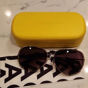 Marc Jacobs Gold and Black Aviator Sunglasses